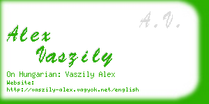 alex vaszily business card